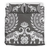 Grey Elephant Mandala Bedding Set