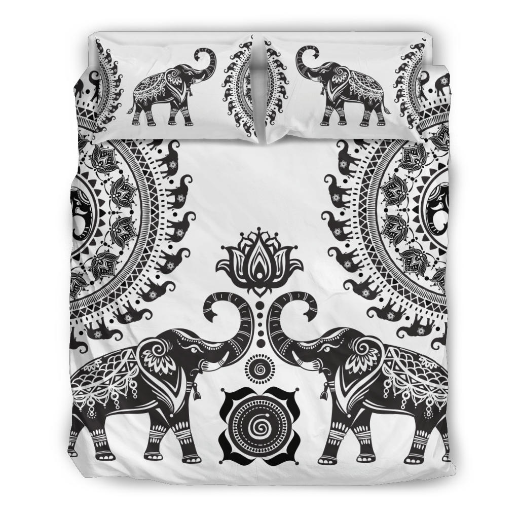 White Elephant Mandala Bedding Set