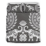 Grey Elephant Mandala Bedding Set