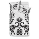 White Elephant Mandala Bedding Set