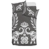 Grey Elephant Mandala Bedding Set