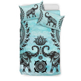 Turquoise Elephant Mandala Bedding Set