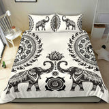 White Elephant Mandala Bedding Set