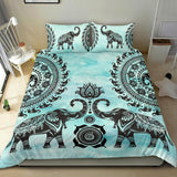 Turquoise Elephant Mandala Bedding Set