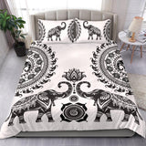 White Elephant Mandala Bedding Set