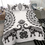 White Elephant Mandala Bedding Set