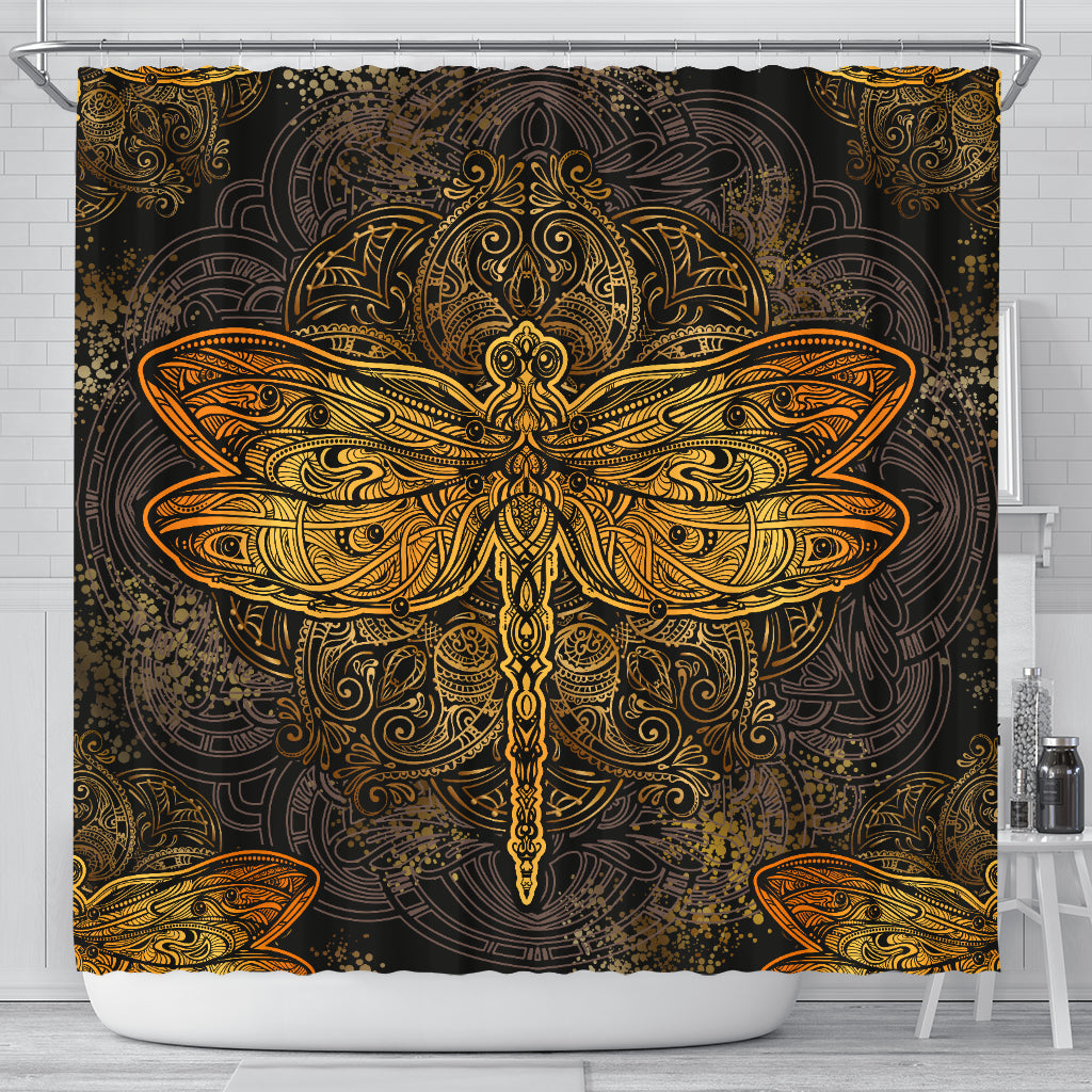 Golden Dragonfly Shower Curtain