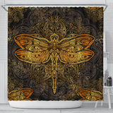 Golden Dragonfly Shower Curtain