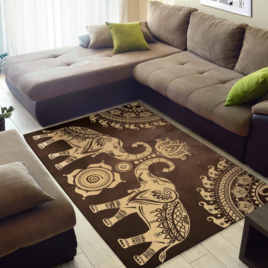 Brown Mandala Elephant Rug