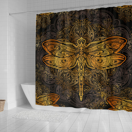 Golden Dragonfly Shower Curtain