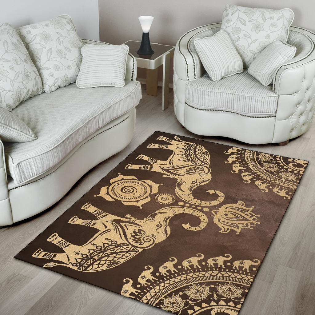 Brown Mandala Elephant Rug