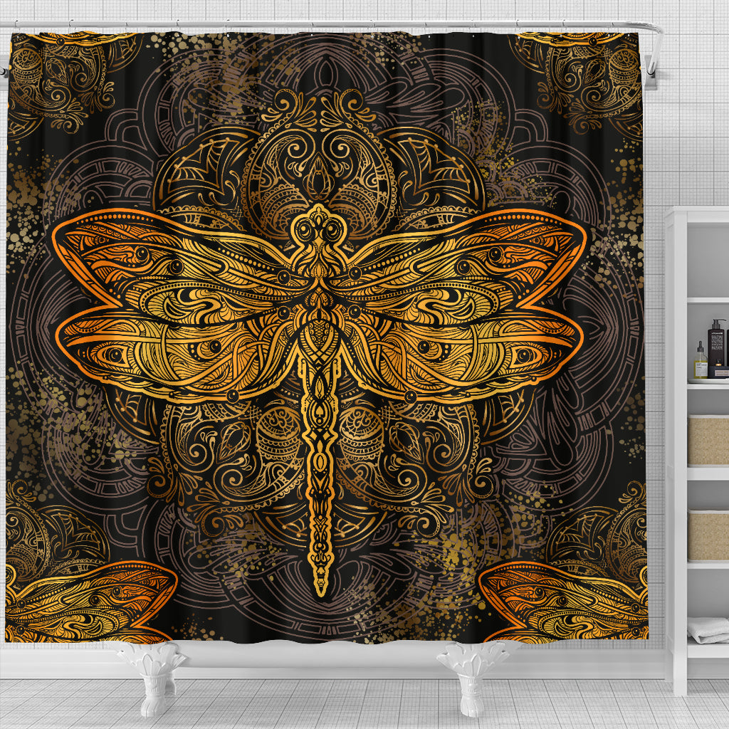 Golden Dragonfly Shower Curtain