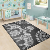 Grey Mandala Elephant Rug