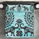 Turquoise Elephant Mandala Bedding Set